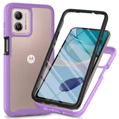 Immagine prodotto di Custodia per Motorola Moto G53, paraurti con protezione dello schermo a 360° integrata Custodia protettiva per tutto il corpo Viola