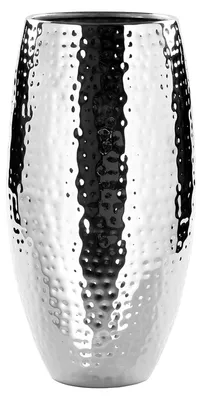 Produktbild von FINK Vase AFRICA - Metallvase aus Eisen vernickelt, gehämmert, silberfarben, H 28 cm, Ø 14 cm - Tischvase, Tischdeko