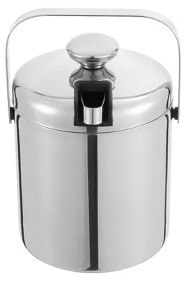 Produktbild von Eiskübel - Edelstahl 304 - Fassungsvermögen 1,3 l - Doppelwandig Isoliert - Mit Eiszange - Für Bar & Outdoor - Silber