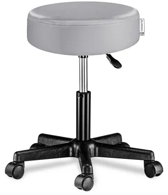 Image de Tabouret pivotant à roulettes, en cuirPolyuréthanegris, hauteur réglable