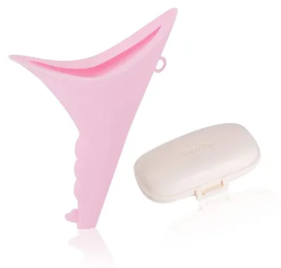 Silikon-Urinal für Frauen, tragbar, rosa, mit Aufbewahrungsbox