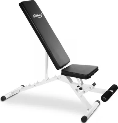 Produktbild von Physionics® Multifunktion Hantelbank - Rückenlehne 5-fach verstellbar, klappbar, Beinhalterung, bis 200kg belastbar- Schrägbank, Flachbank, Trainingsbank, Fitnessbank für Zuhause, Bauchtrainer