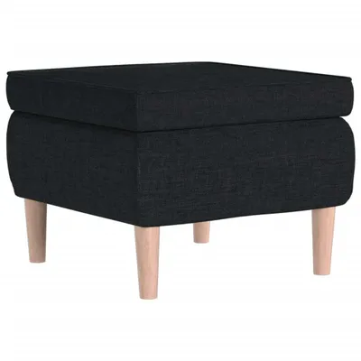 Image de Tabouret avec pieds en bois Noir Tissu