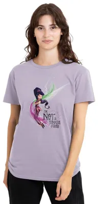 Image de T-shirt Disney Fairies, modèle "Je ne suis pas une fée lutin", avec l'image de Vidia, pour femme, couleur lavande, taille XL