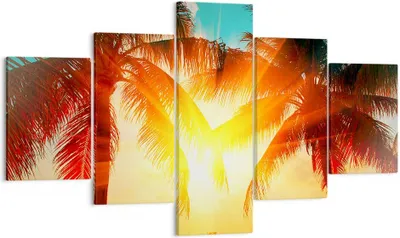 Produktbild von Bild auf Leinwand - Leinwandbild - Meer Palme Wasser - 125x70cm - Wand Bild - Wanddeko - Wandbilder - Leinwanddruck - Bilder - Kunstdruck - Wanddekoration - Leinwand bilder - Wandkunst - EA125x70-4018