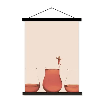 Produktbild von MuchoWow® Textilposter Frau - Wein - Jahrgang 120x160 cm mit schwarzem Rahmen - Magnetischer