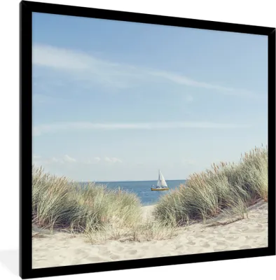 Produktbild von MuchoWow® MuchoWow® Gerahmtes Poster Boot - Meer - Strand 40x40 cm - Poster mit zchwarzem Bilderrahmen - Mit Rahmen - Wanddekoration Schlafzimmer
