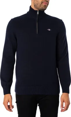 Produktbild von GANT Lässiger Strickpullover mit halbem Reißverschluss, Blau S