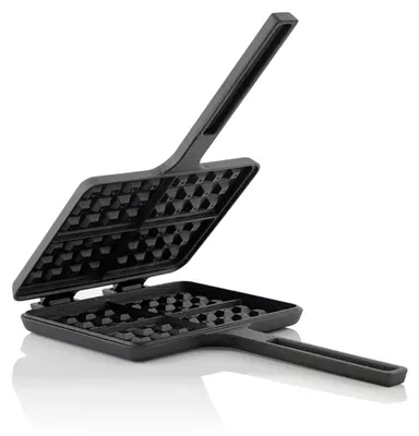 Produktbild von Gusseisen Waffeleisen Doppelwaffeleisen Toasteisen - Rechteckig - Schwarz - Für Feuer und Grill - Waffeln, Toast und Knödel