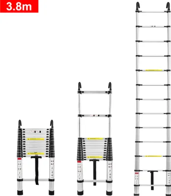 Produktbild von XMTECH Teleskopický rebrík Multifunkčný rebrík Výsuvný rebrík Jednoduchý rebrík Viacúčelový rebrík 3,8 m Teleskopický rebrík 13 priečok