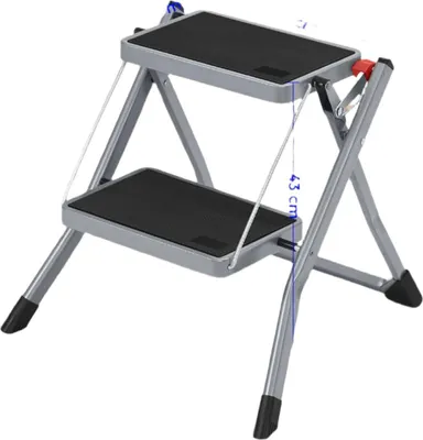 Obrázek produktu pro Dvoustupňový skládací žebřík – vysoká stabilita – protiskluzové stupně – rozměry 50 x 3,5 x 55,5 cm