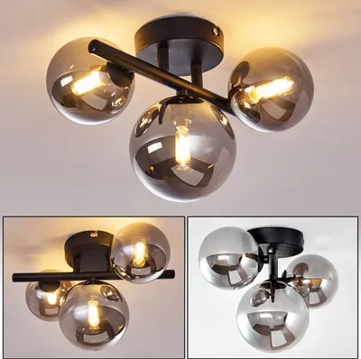 Produktbild von Bollate »Bollate« Deckenlampe aus Metall/Glas in Schwarz/Rauchfarben