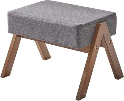 Productafbeelding van Famanu voetbank - A-vormig ontwerp, stabiel en comfortabel - Grijs - Geschikt voor woonkamer en slaapkamer - 40 x 28 x 30 cm