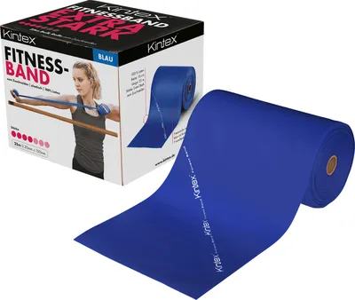 Produktbild von Kintex Fitnessband Bulk Rolle 25m, Übungsband Blau, Medium - Stark