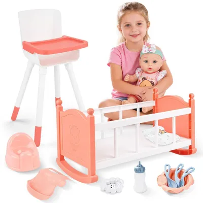 Productafbeelding van Elzusha - 14-delige poppenaccessoireset met 30 cm interactieve babypop en babyverzorgingsaccessoires