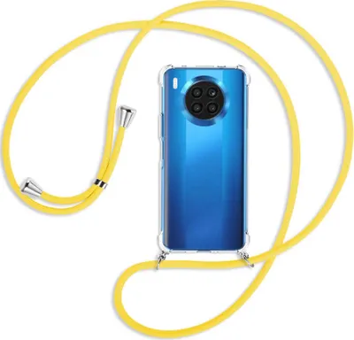 Produktbild von Handykette Backcover-Schutzhülle mit Band (Metall silberfarben) für Huawei nova 8i / Honor 50 Lite - gelb