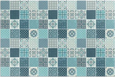 Produktbild von Gemusterte dekorative Mosaikfliesen – Vinylteppich – 150x225 cm – Outdoor Teppich – Terrasse – Wetterfest – Modern