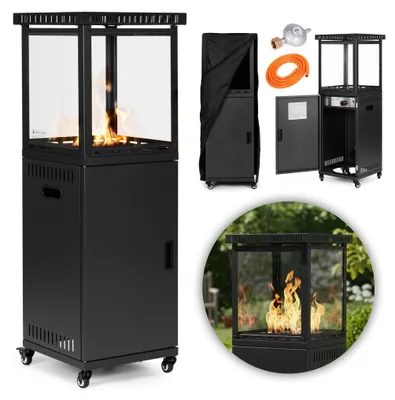 Obrázek produktu pro Plynový terasový ohřívač 13kW se skleněným štítem a krytem
