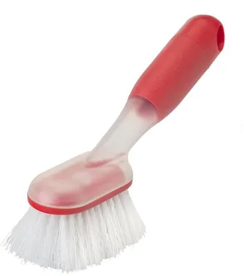 Zdjęcie produktu dla Szczotka do czyszczenia Ibenzoa® z ergonomicznym uchwytem i wbudowanym dozownikiem mydła – wszechstronna do czyszczenia naczyń, blatów i łazienki, wymiary 21,5×6×12 cm, wykonana z ABS/PP/TPR