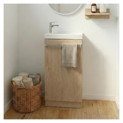 Image de Meuble lave-mains sur pieds JOHANN décor chêne