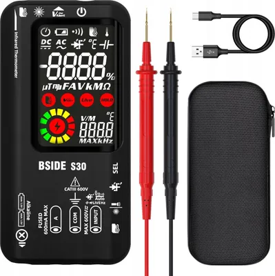 Obrázek produktu pro Digitální multimetr, měřič elektrického proudu a napětí s LCD displejem Bside S30