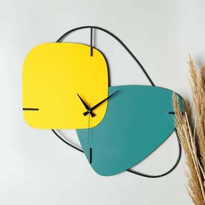Immagine prodotto di Opviq, Brasile - Giallo, Orologio da parete decorativo in metallo, 100% METALLO, Verde, 58 x 58 cm