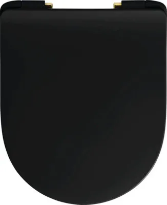 Produktbild von REIKA WC-Sitz MITO schwarz matt Scharniere gold poliert mit Absenkautomatik und Quick&Clean für Jungborn Donella, Jungbo