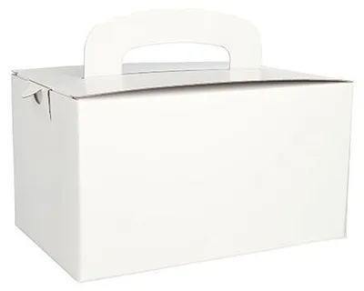 Produktbild von Papstar Lunch-Boxen, Pappe eckig 12,5 cm x 15,5 cm x 22,5 cm weiß mit Tragegriff, 5 x 20 Stück
