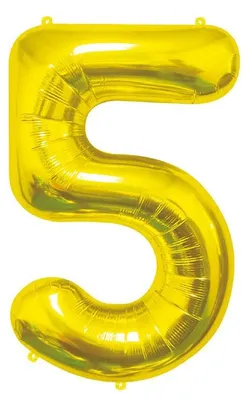 Obrázok produktu pre Balon foliowy cyfra 5 złoty 85 cm