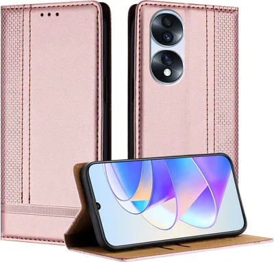 Produktbild von Handyhülle für Honor 70 Pro Leder Flip Klappbare Schutzhülle mit Standfunktion Pink