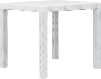 Immagine prodotto di The Living Store Tavolo da giardino bianco 79 x 79 x 72 cm in plastica effetto rattan
