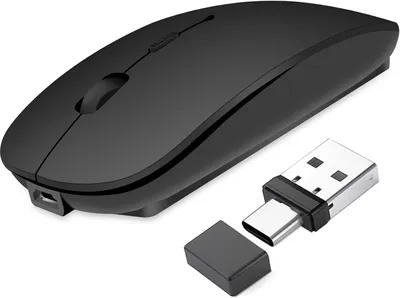 Produktbild von Kabellose Maus Bluetooth 5.2/3.0 & 2.4GHz USB/USB-C Empfänger – Wiederaufladbar, Leise, 800mAh Akku, 3 Modi, DPI 800–1600, für Laptop, Tablet & PC