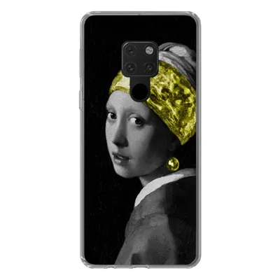 Produktbild von MuchoWow® Handyhülle Schutzhülle Hülle für Huawei P40 Lite Mädchen mit einem Perlenohrring - Schwarz - Gold Silikon Softcase Handy Hülle - Handy