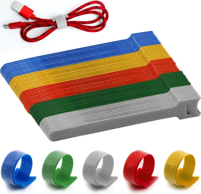 Produktbild von 100 Stück Klettband Kabelbinder Bunt, Klett Kabelbinder Wiederverschließbar 150 x 12 mm Kabelbinder Klettverschluss für Home Office Büro und Garten