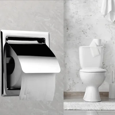 Image de Porte-rouleaux de papier toilette encastré, à fixer au mur, avec couvercle, pour salle de bain, en acier inoxydable