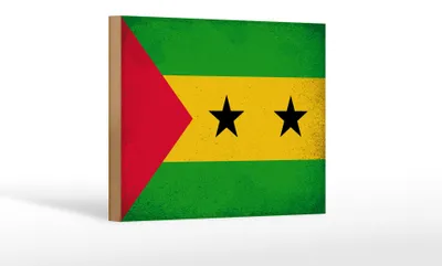 Produktbild von Holzschild Flagge São Tomé und Príncipe 18x12 cm Vintage Dekoration
