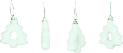 Produktbild von 24 Christbaumanhänger Tanne 8 x 6,5 cm Weiss Weihnachtsanhänger