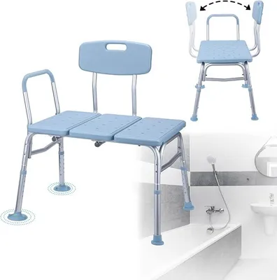 Produktbild von Duschstuhl Duschhocker höhenverstellbar, Badezimmerhocker Badewannenhocker mit Armlehnen und Abnehmbare Rückenlehne Duschbank für Senioren