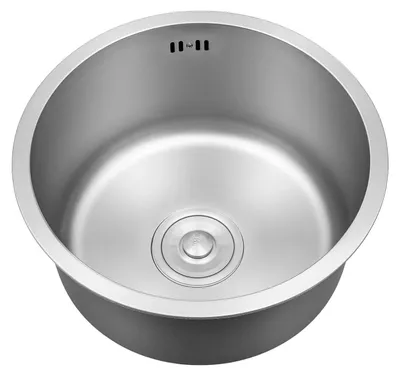 Zdjęcie produktu dla Okrągły zlew kuchenny – zlew podblatowy 41 cm – średnica 36 cm, głębokość 19 cm – stal nierdzewna 304 – z przelewem, bez baterii – srebrny