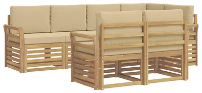 Immagine prodotto di Set di divani da esterno, 7 pezzi, colore beige, dimensioni 249 x 130,5 x 73 cm
