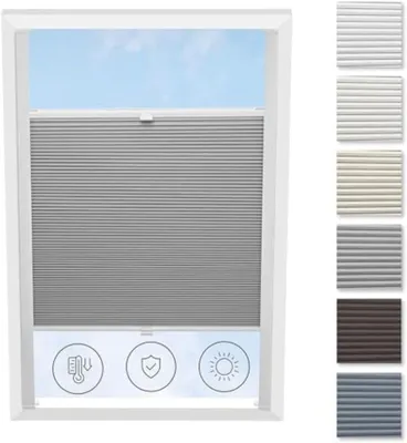 Produktbild von Wabenplissee für Dachfenster - Maßanfertigung, 100% Verdunkelung, Thermoisolierung, Einfache Montage, Up&Down System, Breite 30-120 cm, Höhe 50-149 cm, 6 Stofffarben, 3 Profilfarben