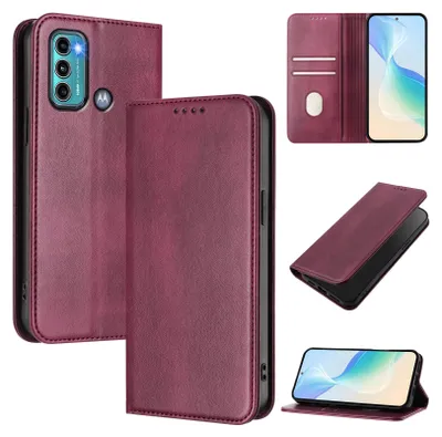 Produktbild von Handyhülle für Motorola Moto G60/Moto G40 Fusion, Vintage Leder RFID Schutz Kartenfach Standfunktion Magnetische Klapphülle Rot