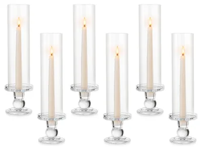 6er-Set Glaskerzenhalter, Orkan-Design, 25 cm, klar
