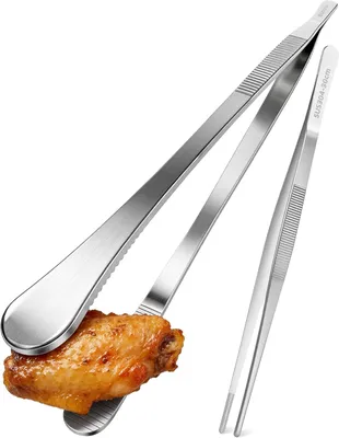 Productafbeelding van Keukentweezerset 2-delig, 30 cm en 30.5 cm, roestvrij staal 304, zilver, voor BBQ