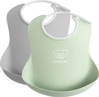 Produktbild von BabyBjörn Duo Lätzchen – Grau / Pastellgrün