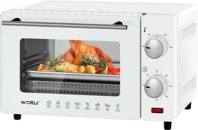 Obrázek produktu pro Mini trouba o objemu 10 litrů, výkon 800 W, s pečicí deskou a časovačem, bílá barva | rozměry: 37x21x26 cm