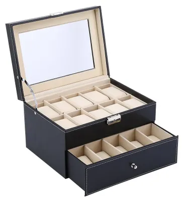 Image de Solidchoice - Boîte à montres avec 20 compartiments et présentoir à bijoux