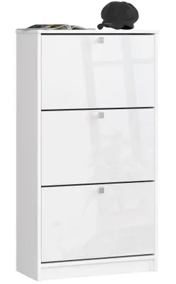 Produktbild von Akord Schuhschrank 3-Türig Weiß/Weiß Hochglanz 60X29X113 Cm