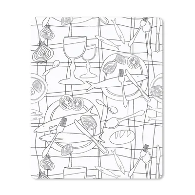 Produktbild von MuchoWow® Mauspad Mousepad Fische - Muster - Schwarz und Weiß 30x40 cm - Mousepads - Maus Mat - Pad - Mausunterlage - Mausmatten