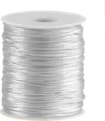 Produktbild von Satin-Schnur 80m x 1mm für Kumihimo und Bastelarbeiten, Farbe: weiß
